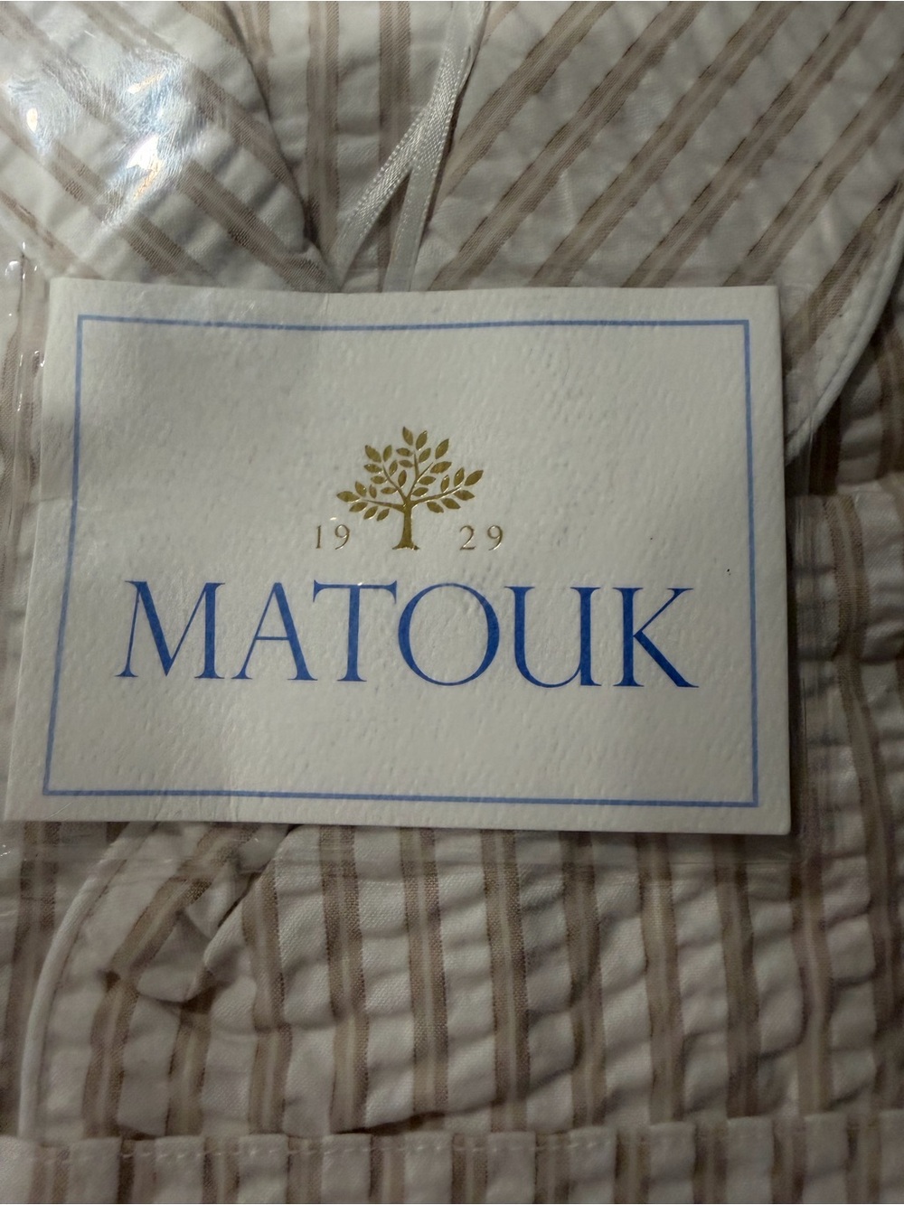 Matouk Neutral Striped Robe - Beige & White - Picture 2 of 4